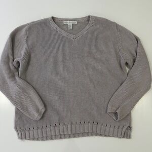 Jessica Holbrook Taupe Knit Sweater Minimalist Quiet Luxury Capsule XL